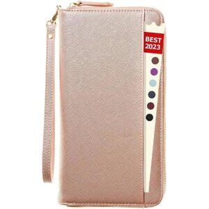 Travel Document Organizer - RFID Passport Wallet Case Family Holder Id Wristlet